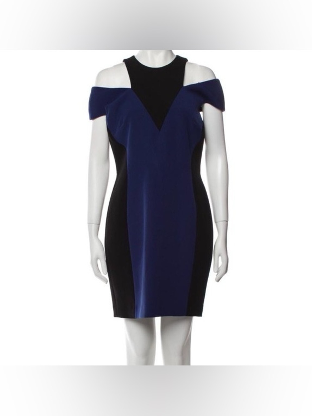 NWT Versace Black and Blue Ribbed Bodycon Mini Dress, size 44/ US size L